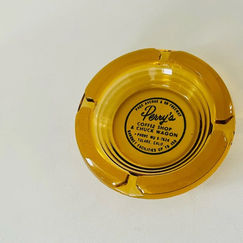 Perry's Amber Glass Ashtray